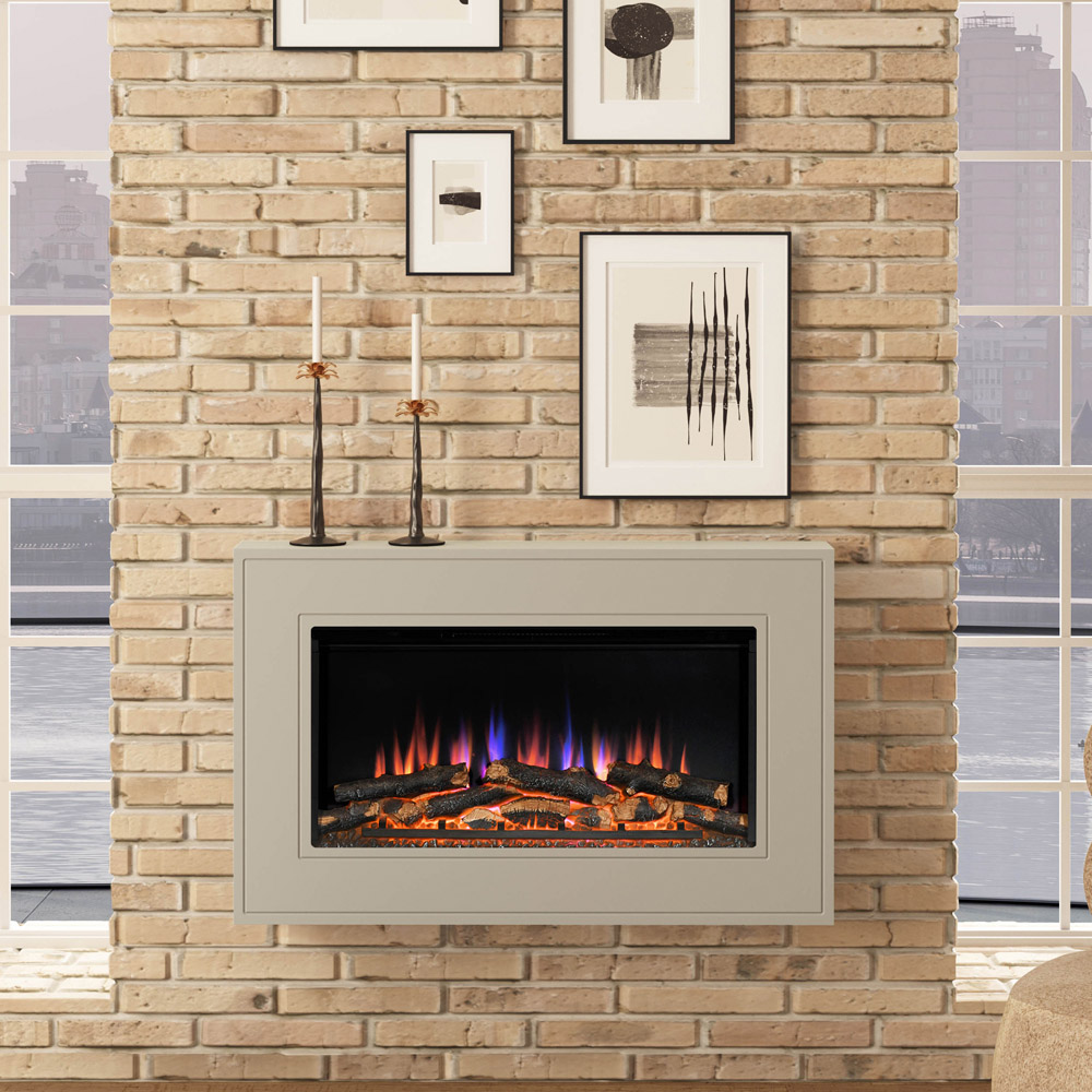Be Modern Albali Stone Timber Wall Hung Electric Fireplace 38 inch Image 2