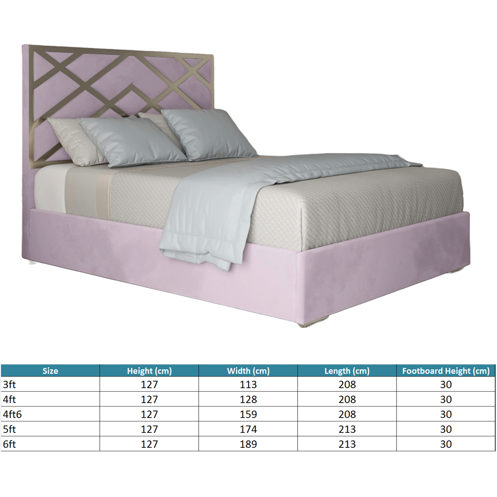 Mayfair Pink Single Velvet Upholstered Metal Bed Frame with Panelled Headboard Image 7