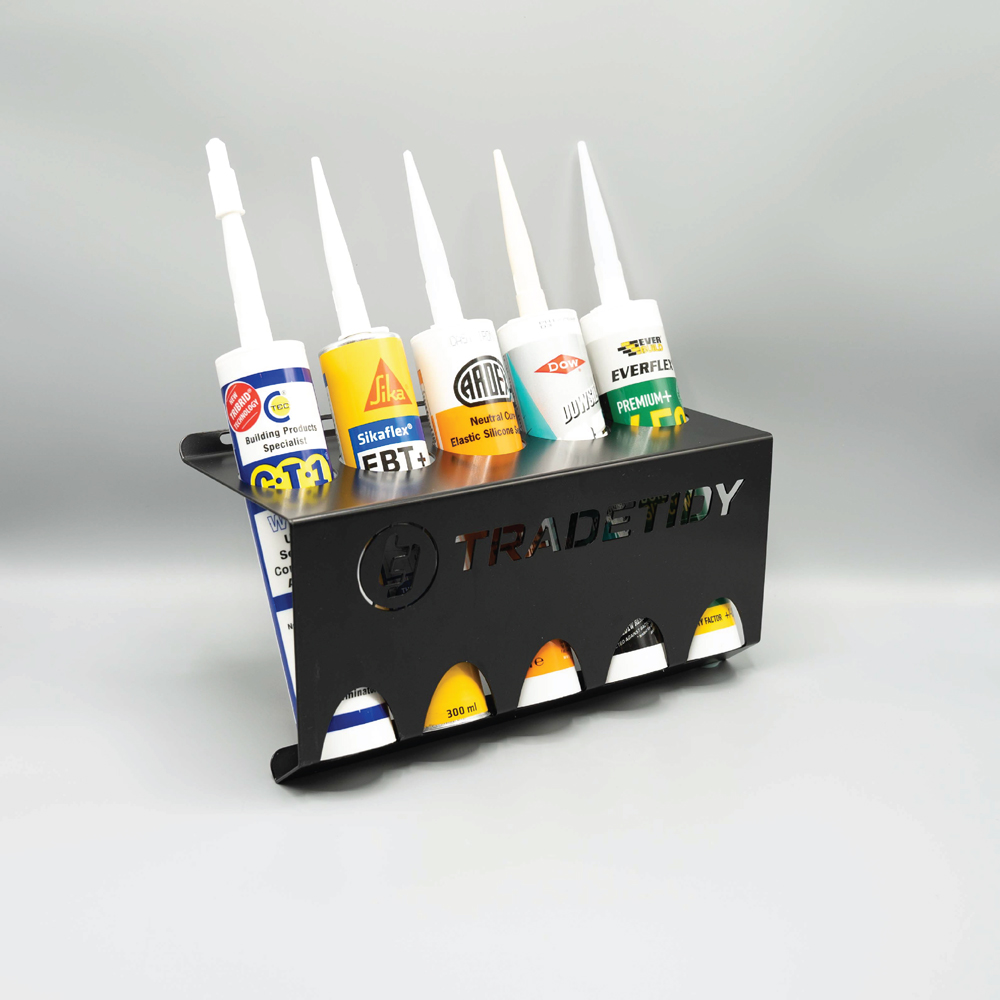 TradeTidy 2 Piece Black Steel Silicone Tube and Wipes Holder Set Image 2