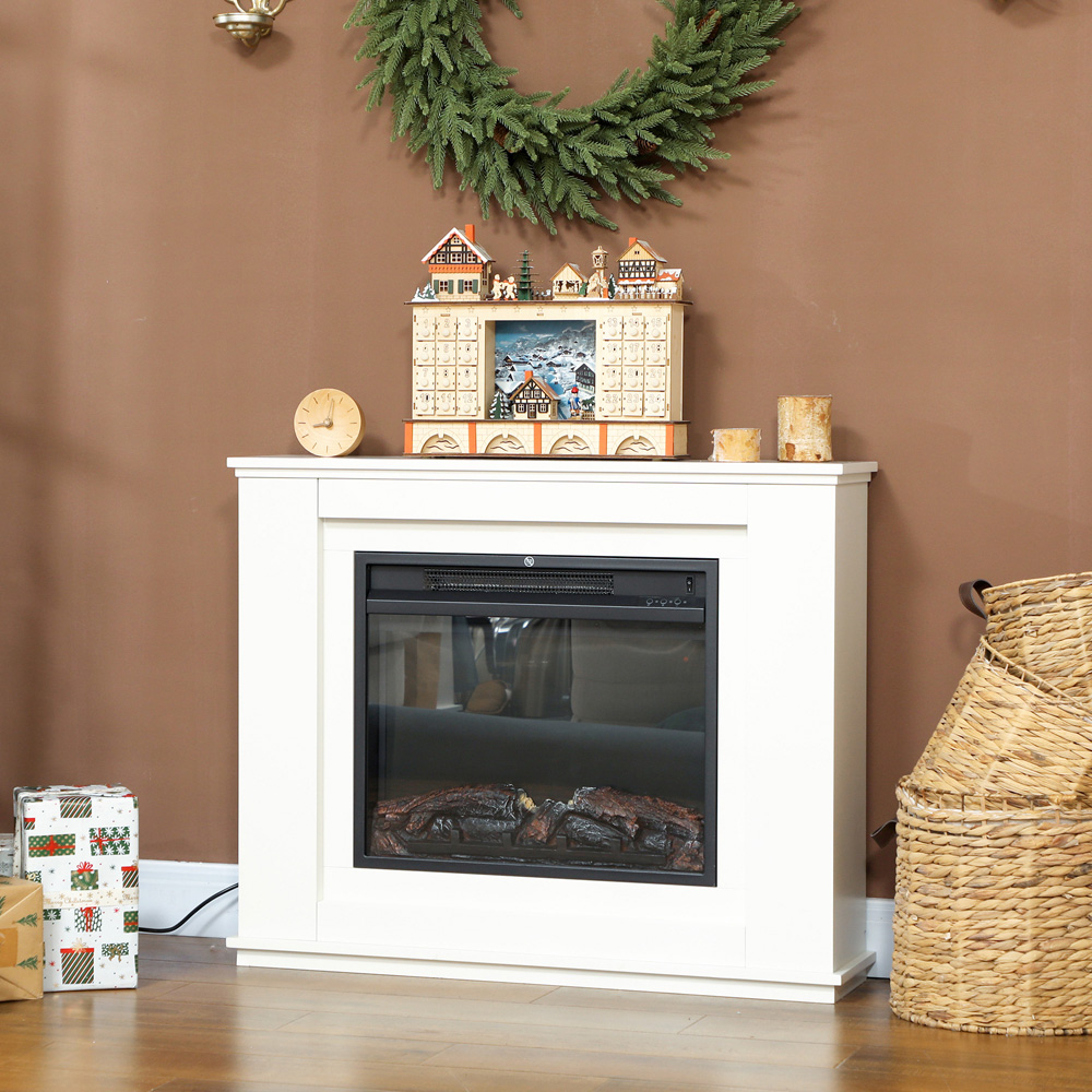 HOMCOM White Inset Electric Fireplace and Mantel 2000W Image 4