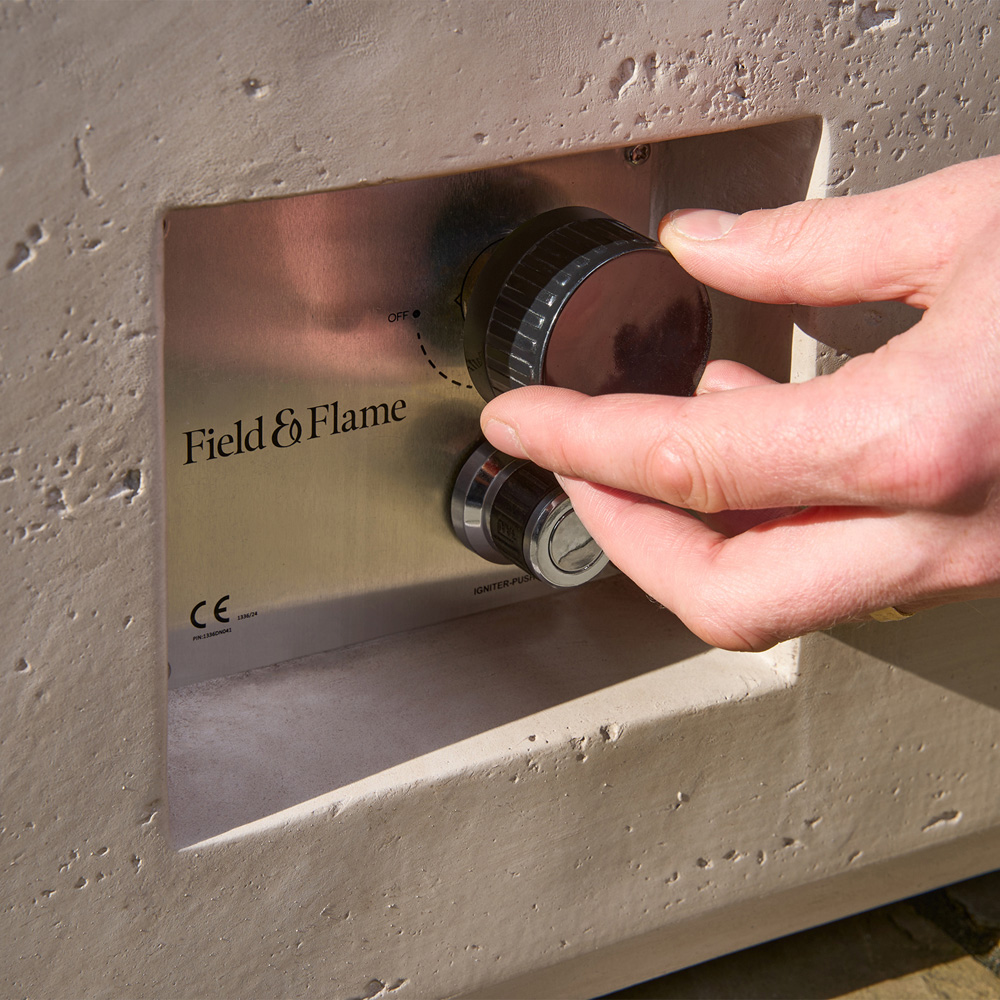 Field & Flame Liana Travertine Low Rectangle Style Gas Fire Pit 50000 BTU Image 8