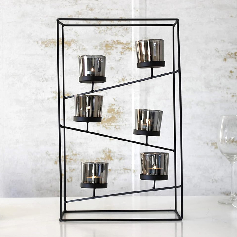 Marco Paul Metal and Glass Tealight Candle Holder Image 2