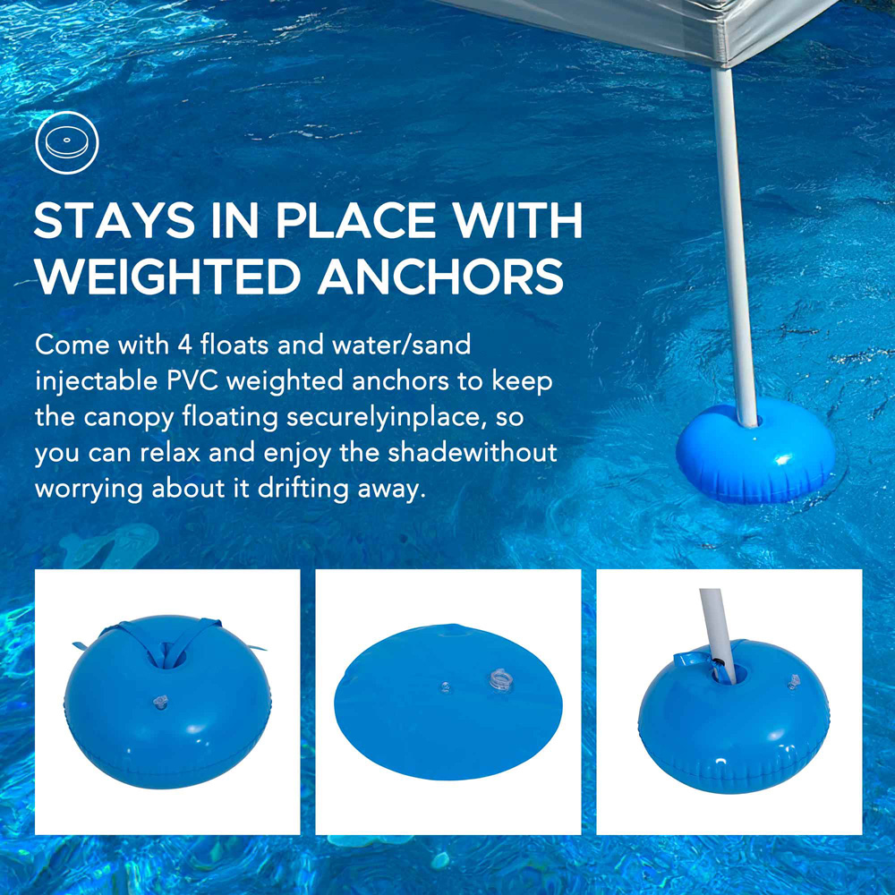 Sunjoy 3 x 3m Blue Fabric Floating Tent Pop Up Gazebo with PVC Floats Image 3