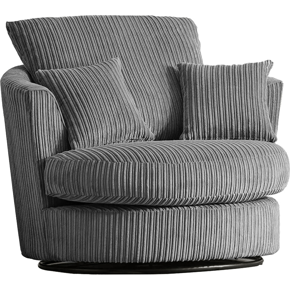 Portland Luxor Grey Jumbo Cord Swivel Chair Image 2