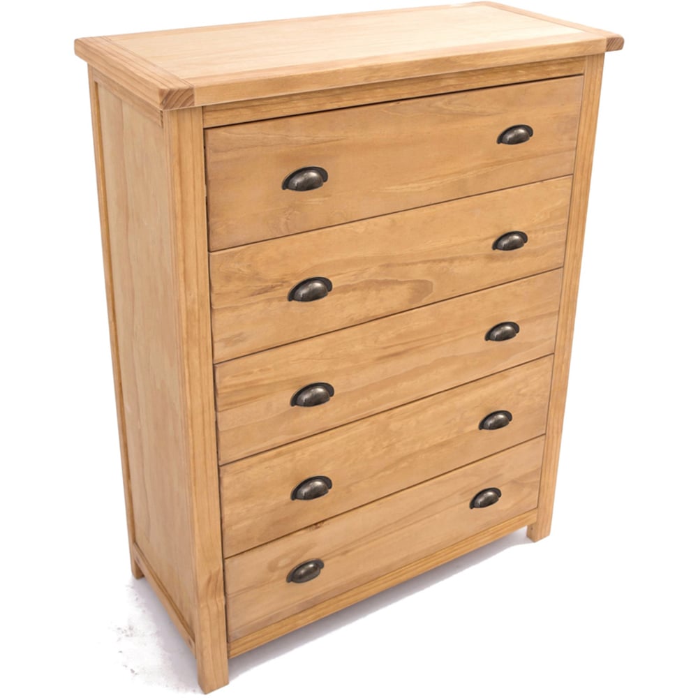 Cabinet Bits Lugo 5 Drawer Brown Brass Cup Handle Chest of Drawers Image 4