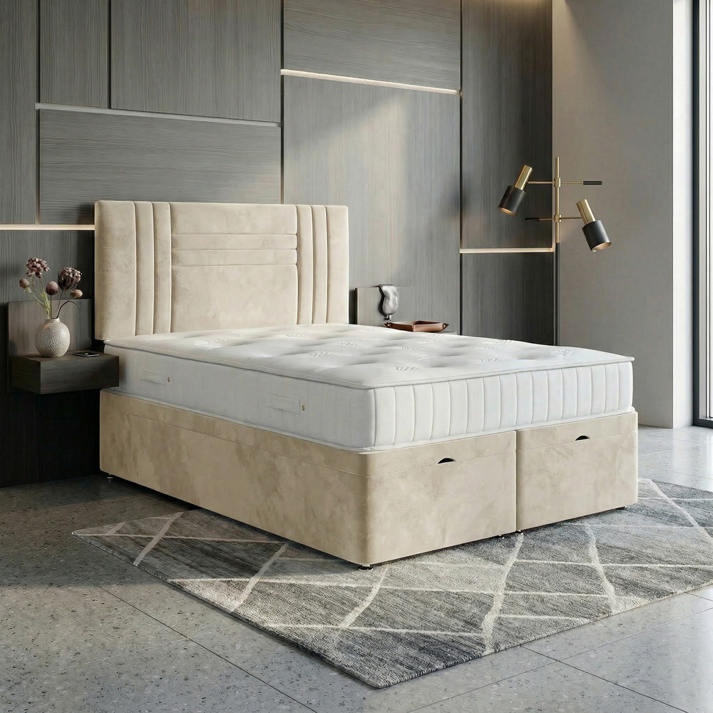 DS Living Orion Single Cream Plush Ottoman Bed Image 5