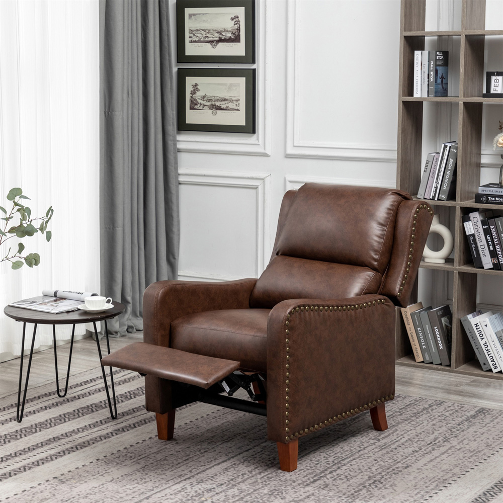 Florence Brown Leather Effect Pushback Recliner Chair Image 7