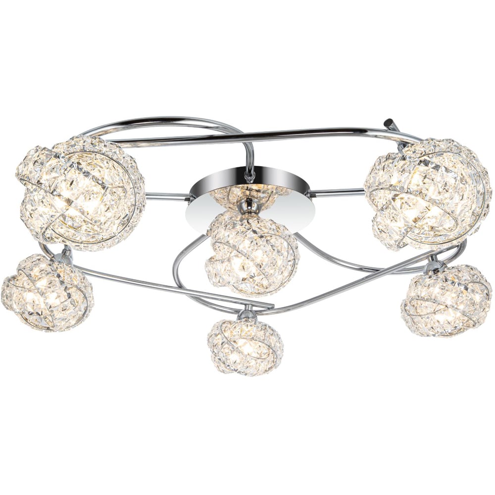 Cosylyte Mirri 6 Light Glass Beaded Shade Chrome Ceiling Light Image 3