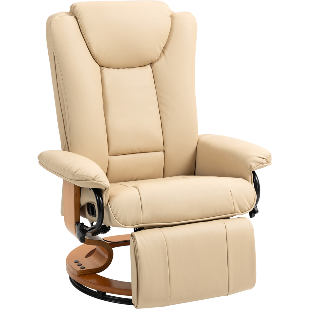 Portland Beige PU Leather Reclining Armchair with Footrest Image 2