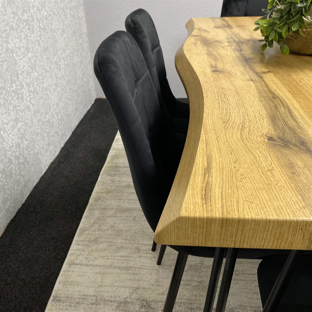 Kosy Koala 6 Seater Velvet Wooden Dining Set Black Image 2