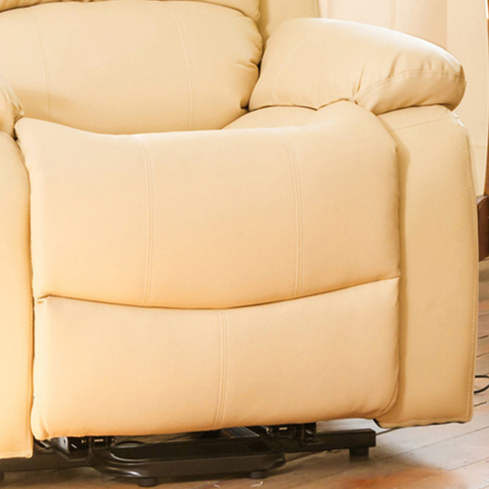 Glendale Single Seater Cream Bonded Leather Manual Recliner Sofa Image 3