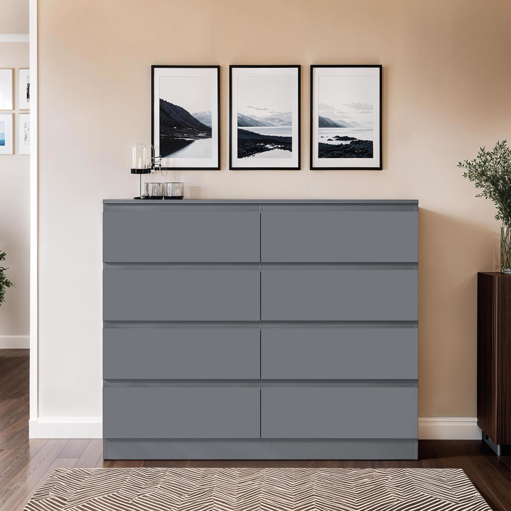 FWStyle Carlton 8 Drawer Matt Grey Chest of Drawers Image 5