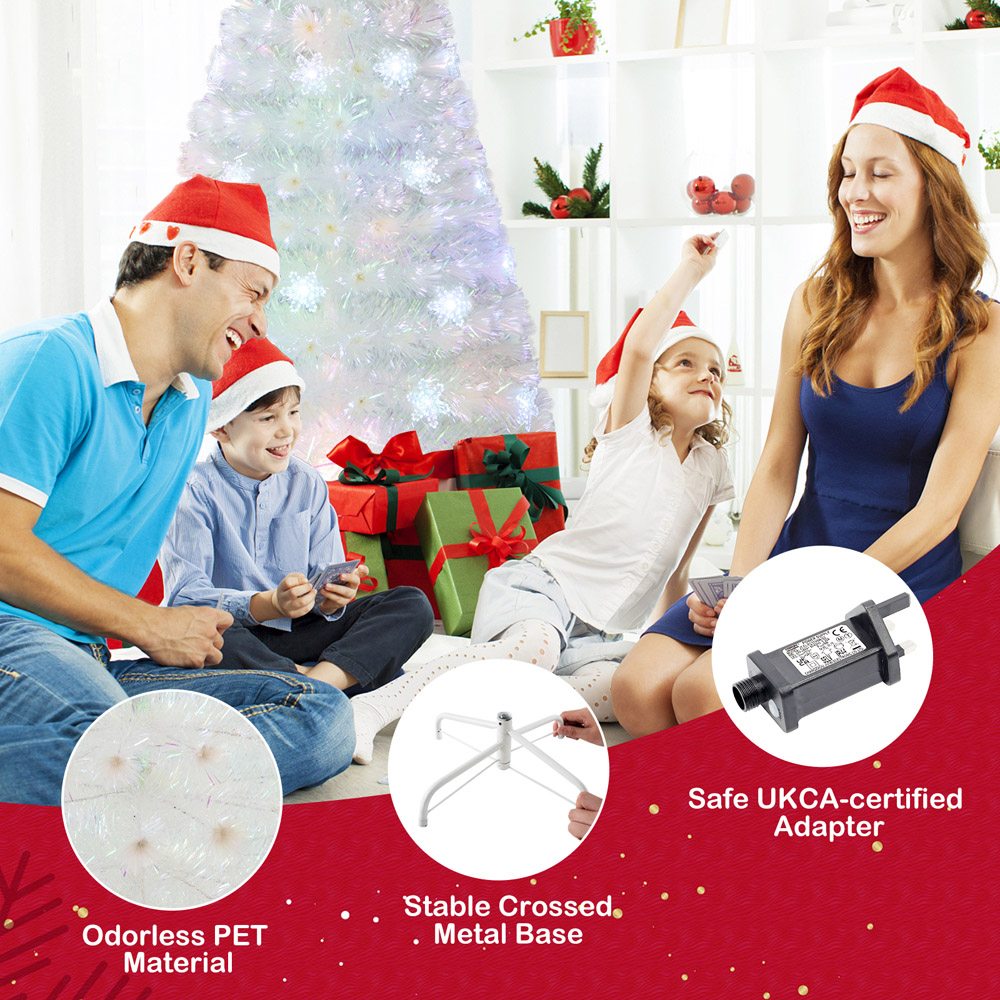 Costway 36 Multicolour LED White Fibre Optic Pre-Lit Artificial Christmas Tree 6ft Image 5