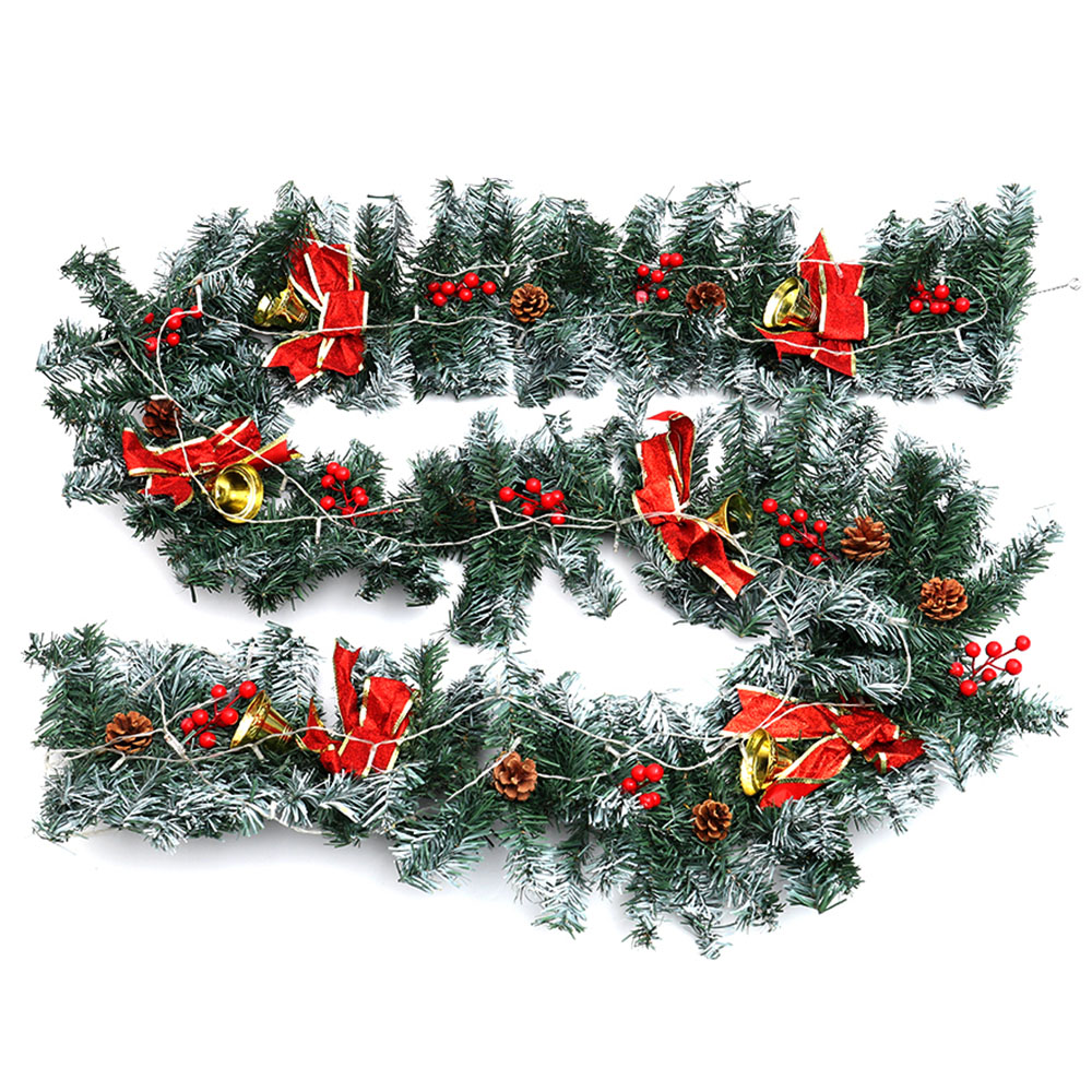 Living and Home Pre-Lit Christmas Garland with Gold Bell 230cm Image 1