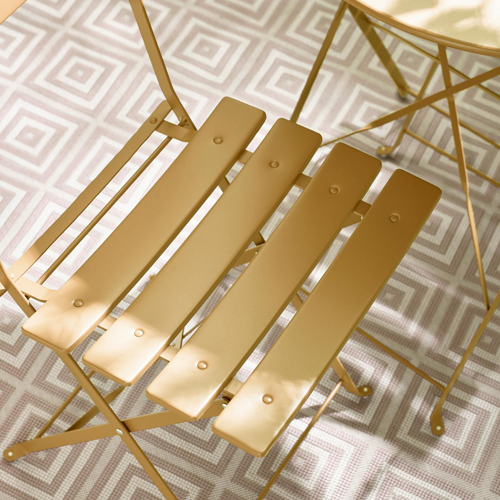 Furniturebox Cruz 2 Seater Metal Outdoor Bistro Set Mustard Yellow Image 2