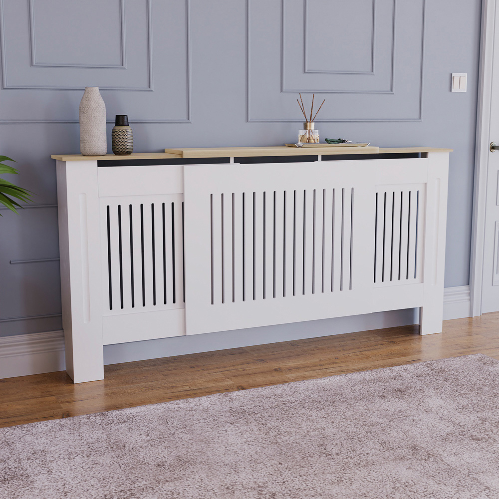 Vida Designs Arlington White Vertical Line Radiator Cover Image 2