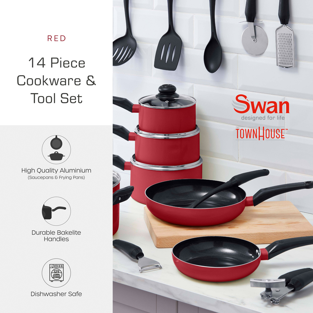 Swan Townhouse 14 Piece Red Pan and Tools Set Image 3