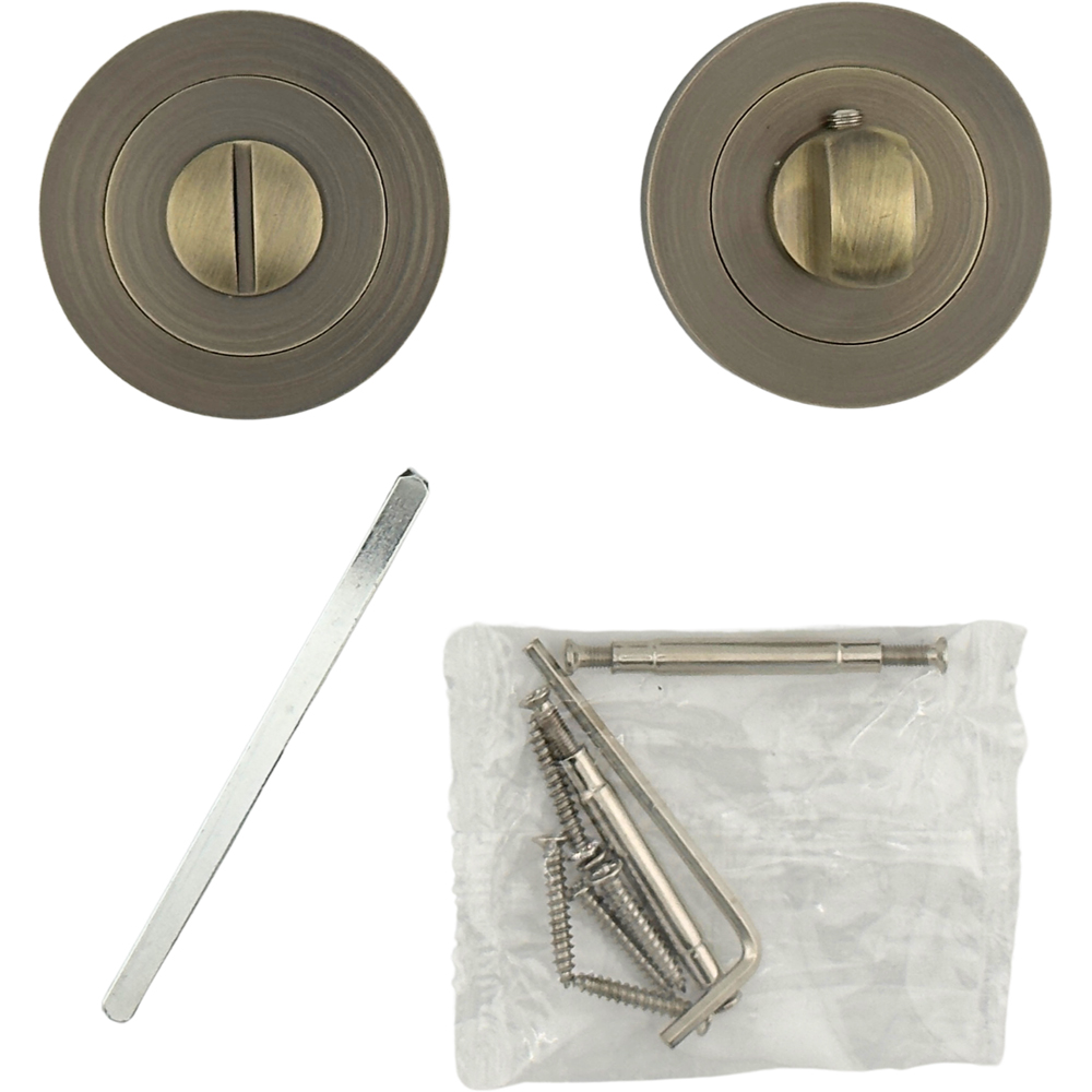 AXS Hardware Antique Brass Bathroom Turn and Release Privacy Set with Deadbolt 44mm Image 3