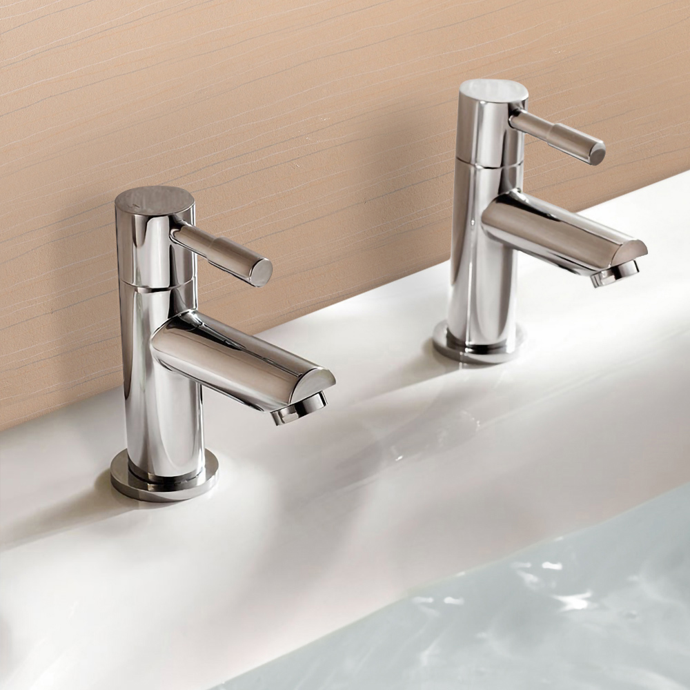 Nes Home Blossom Modern Chrome Pair of Hot and Cold Bath Taps Image 2