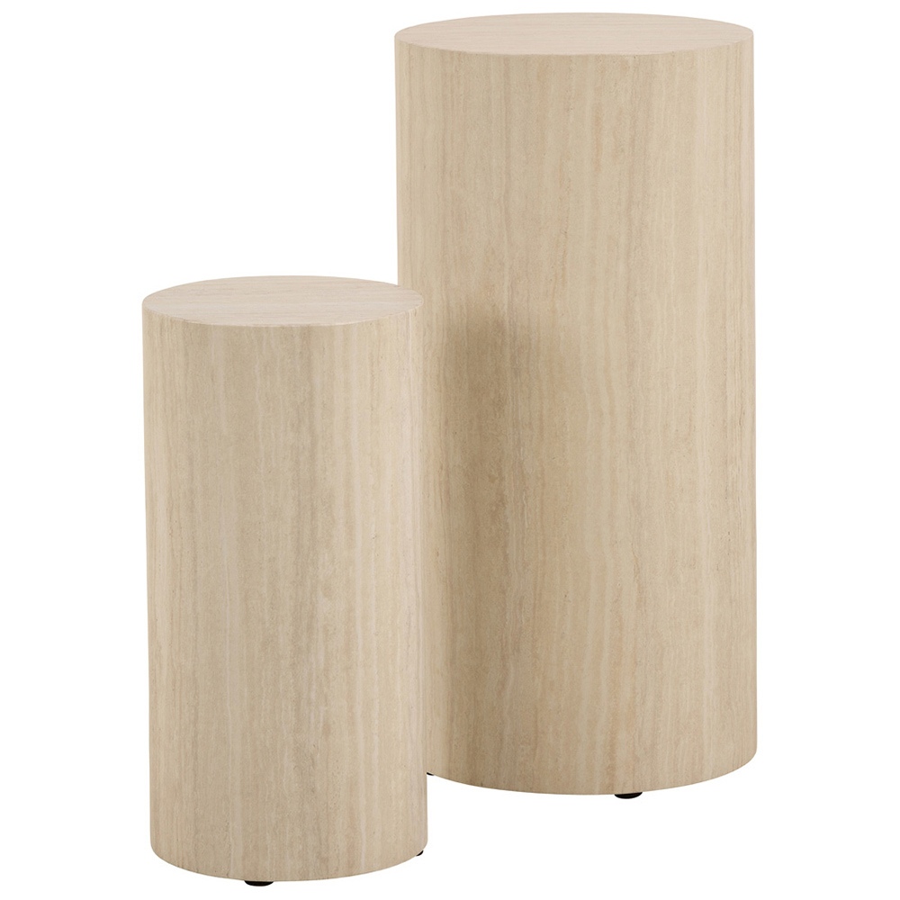 Florence Dice Travertine Rough Paper Effect Round Pedestal Set of 2 Image 2