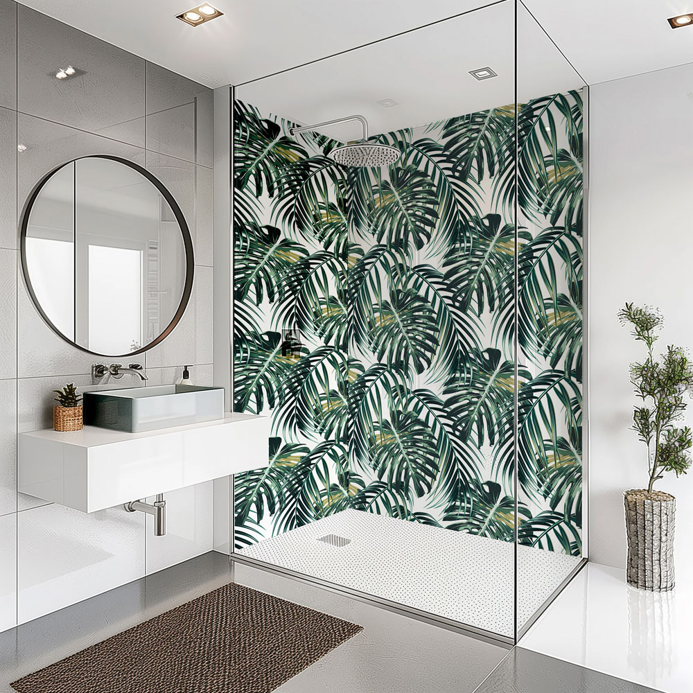 Splashbax Premium Artisan Monstera Leaves Acrylic Bathroom Wall Panel 2400 x 1200mm Image 6