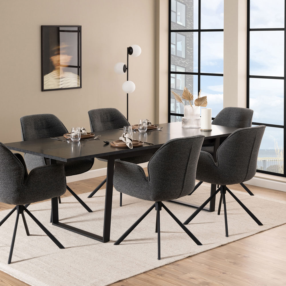 Florence Amble 6 Seater Extending Dining Table Black Image 8