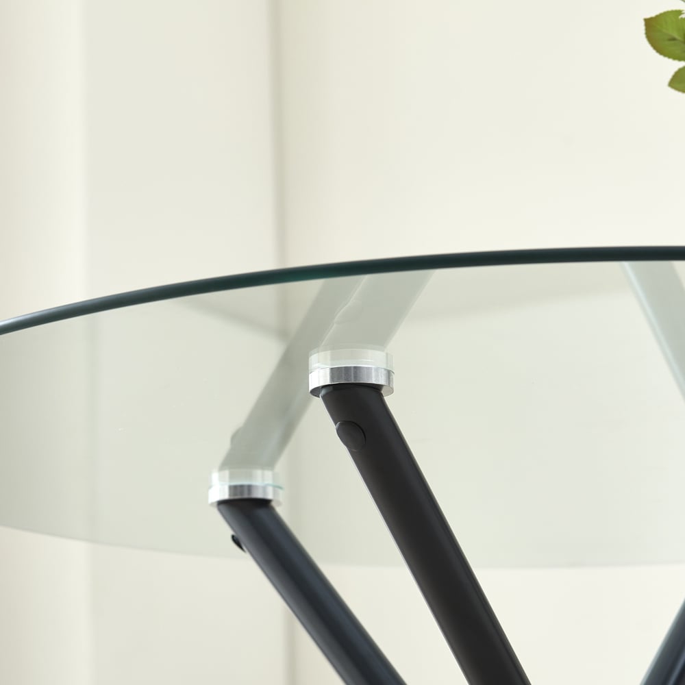 Indoor Living New York 4 Seater Black Circle Glass Dining Table Image 4