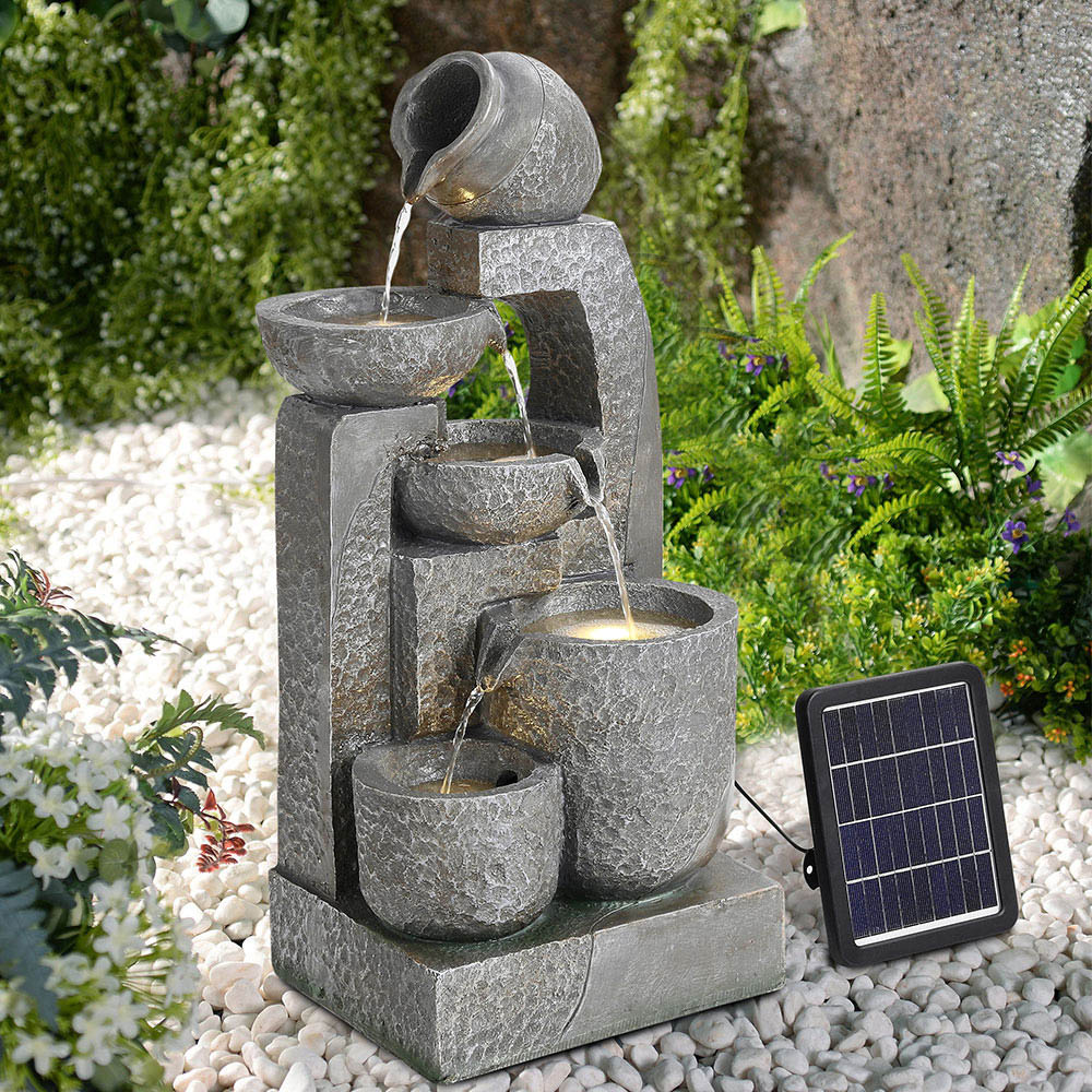 Living and Home Grey Cascade Solar Powered Water Feature Image 2