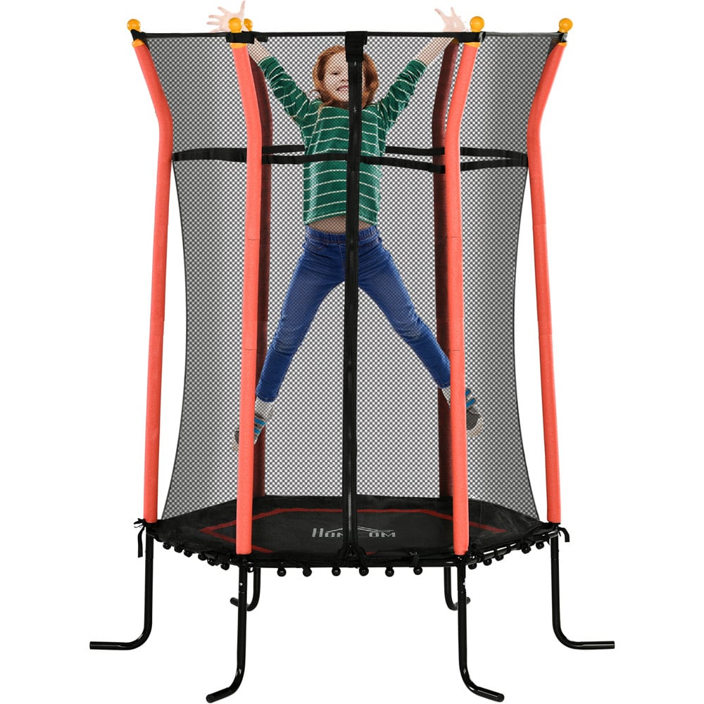 Tommy Toys Kids 5.4ft Red Trampoline with Enclosure Image 1