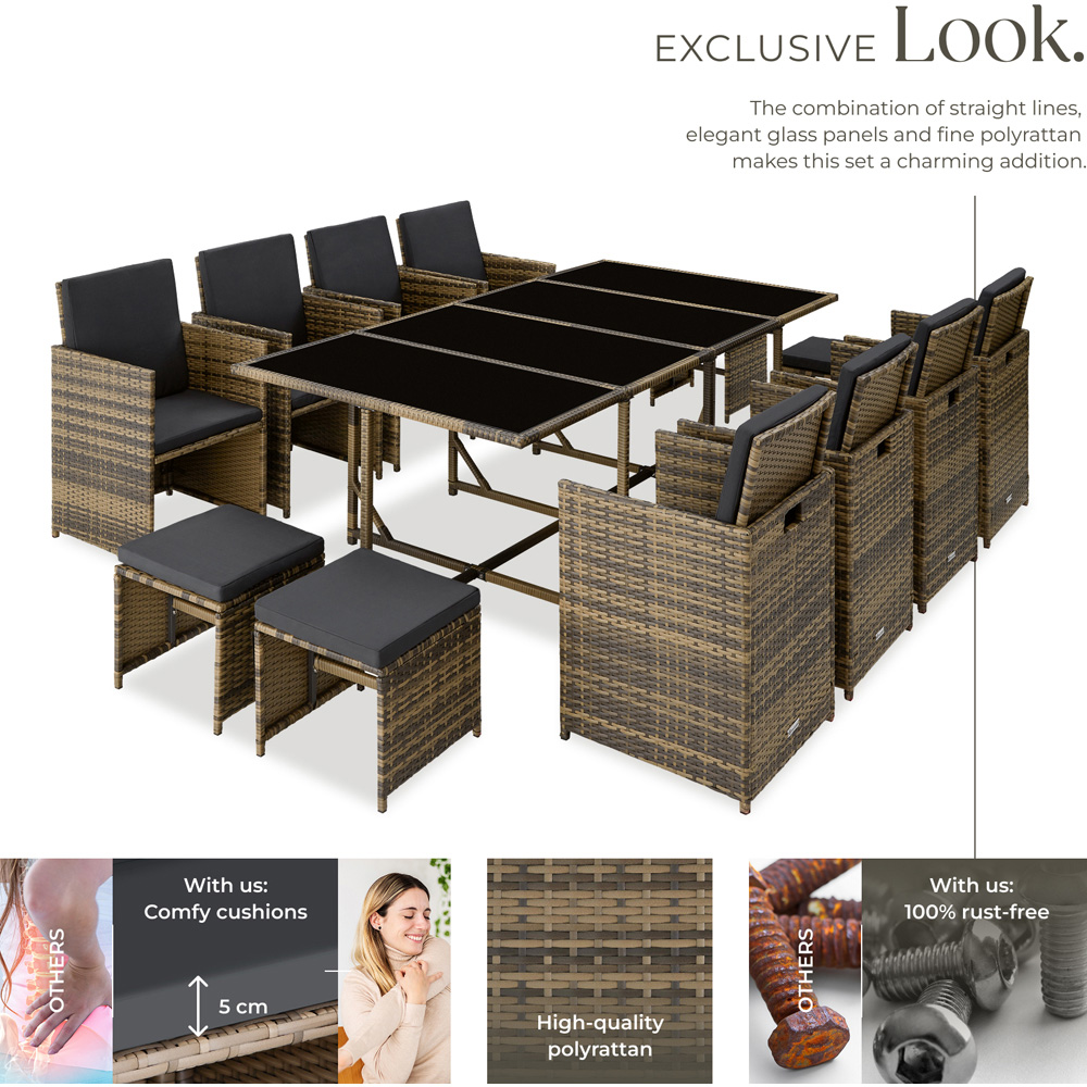 tectake Palma 12 Seater Natural and Dark Grey Garden Dining Set Image 3