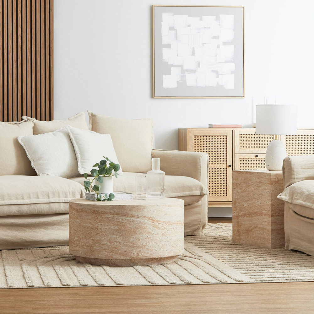 Desser Pisa Travertine Effect Round Coffee Table Image 3