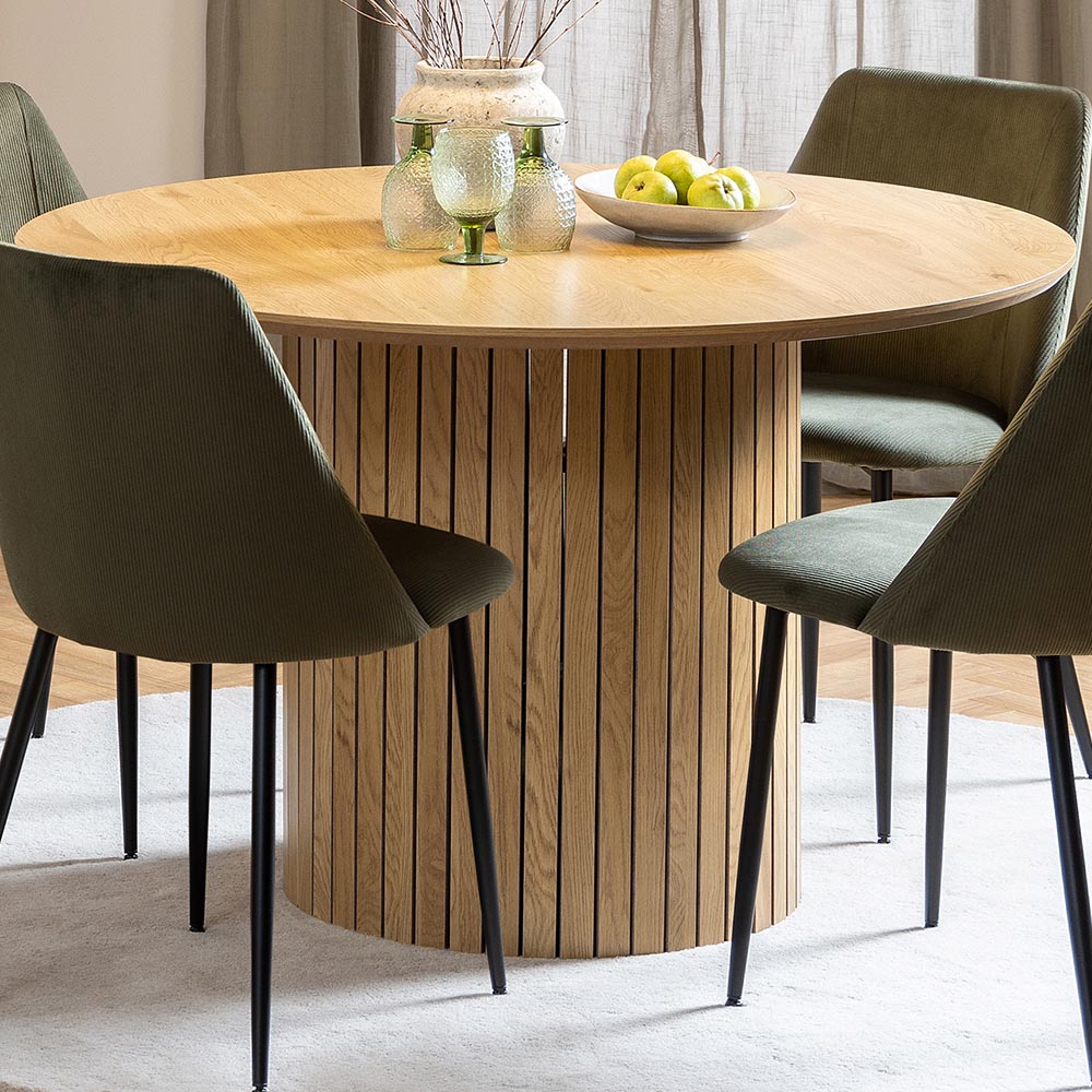 Florence Yale 4 Seater Round Dining Table Oak Image 1