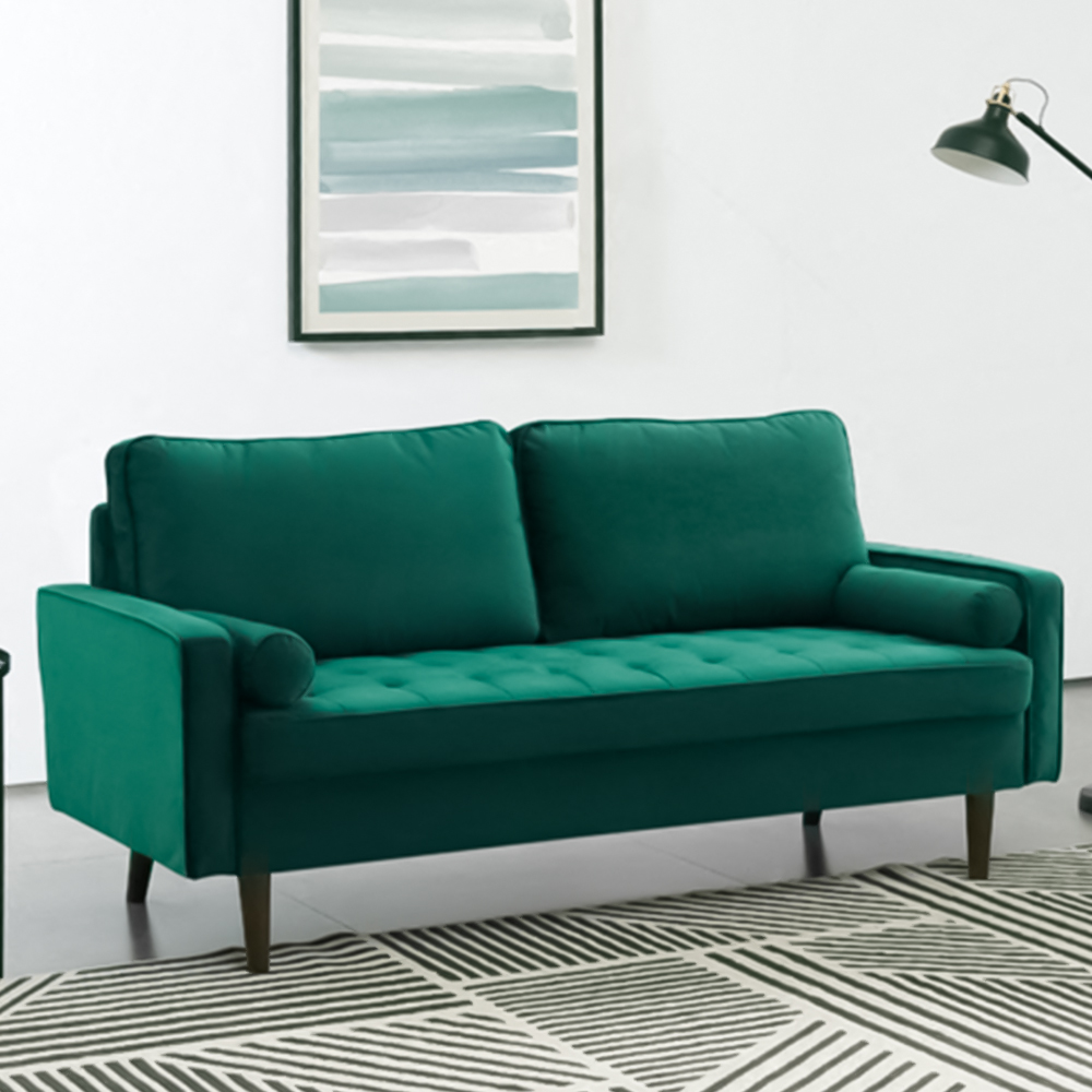 Home Detail Scott 3 Seater Green Velvet Sofa Image 1
