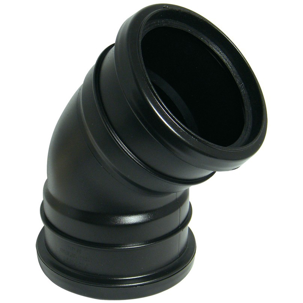 FloPlast Ring Seal Soil 135 Degree Double Socket Bend Black 110mm Image