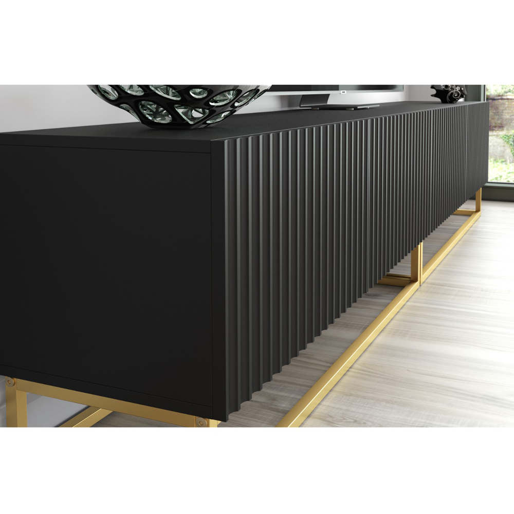 Creative Furniture Ripple Duo Black 2 Fluted Door TV Unit Image 5