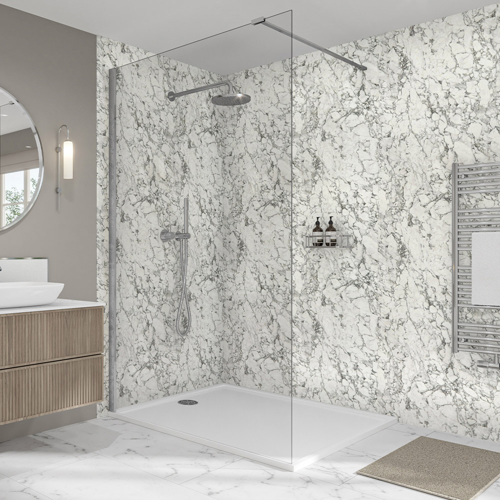 Wetwall Elite Tongue and Groove Milano Marble Shower Panel 2420 x 1200mm Image 1