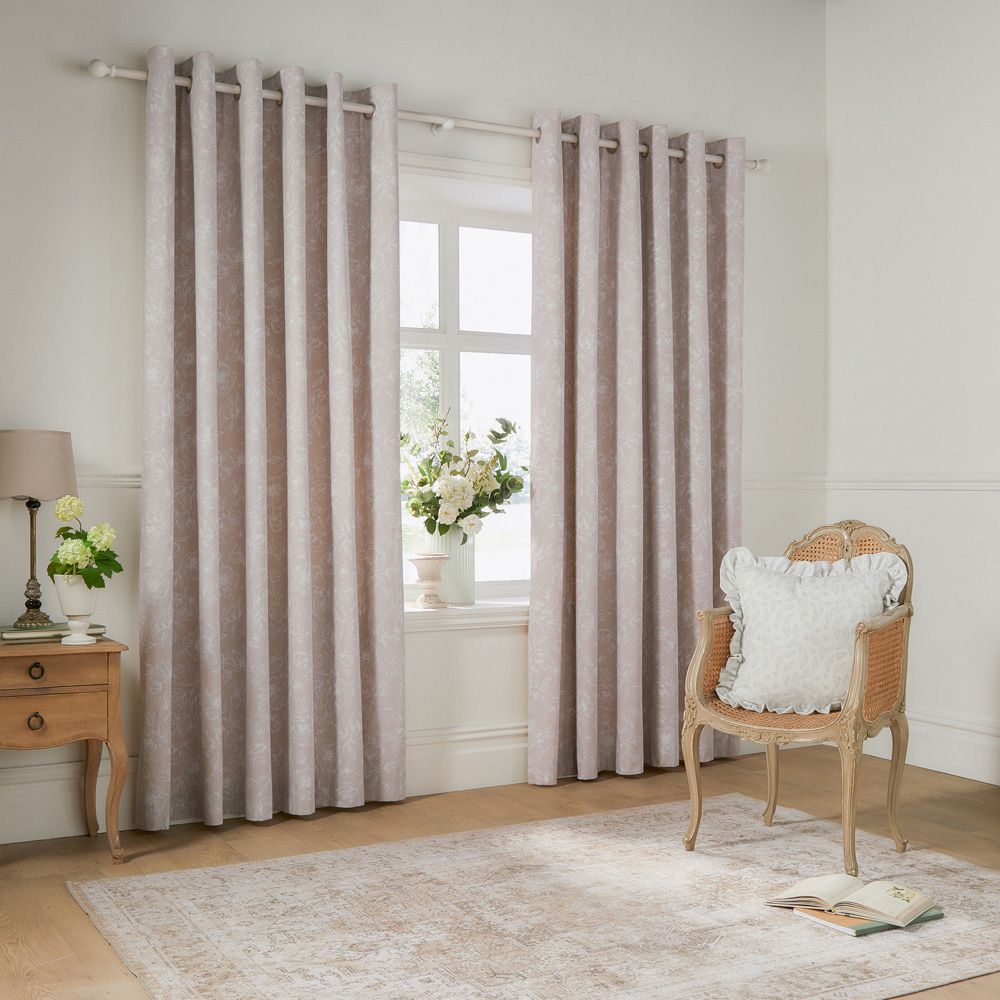 Wylder Nature Bella Floral Lined Eyelet Curtains Natural 229 x 229cm Image 6