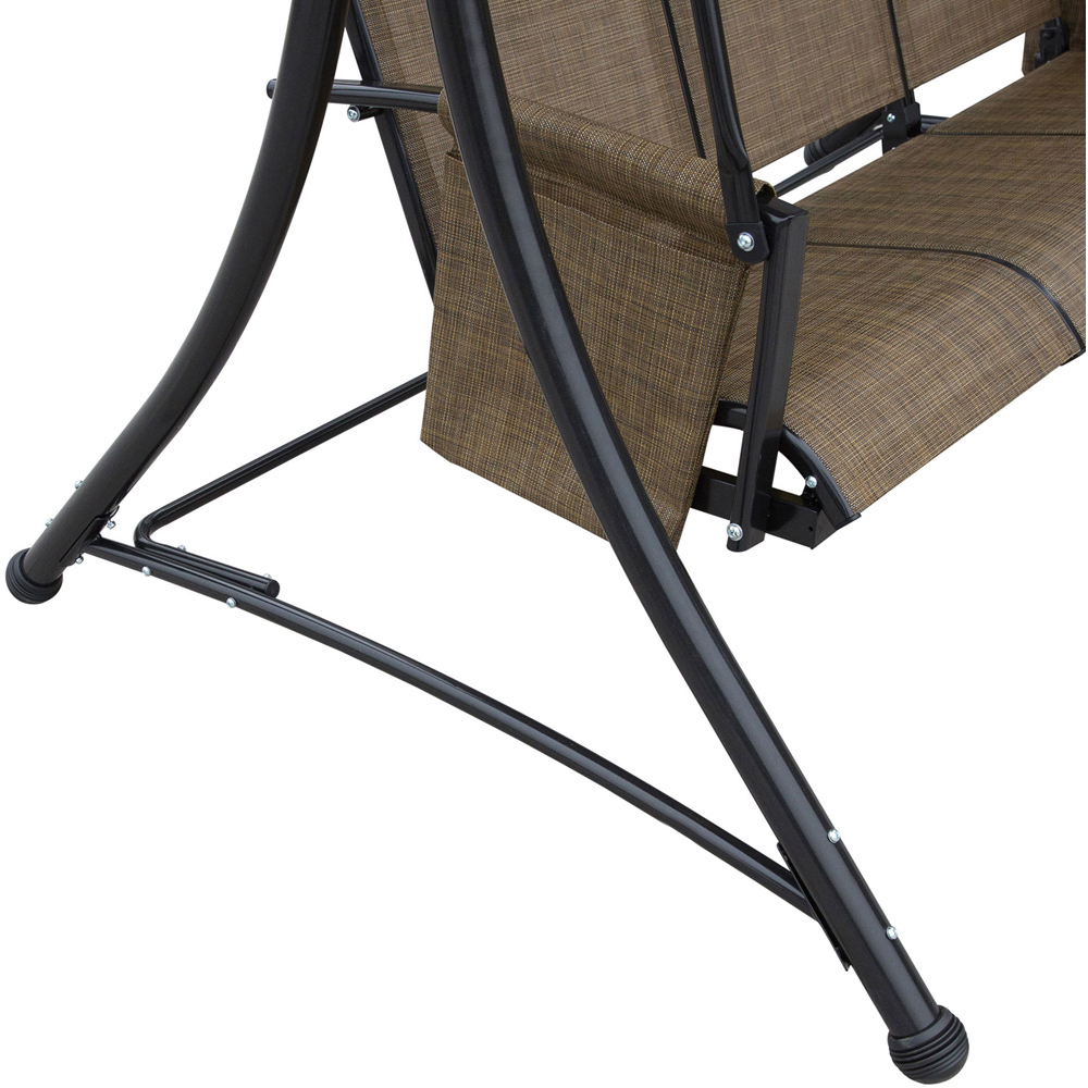 Outsunny 3 Seater Brown Garden Swing Chair with Canopy Image 3