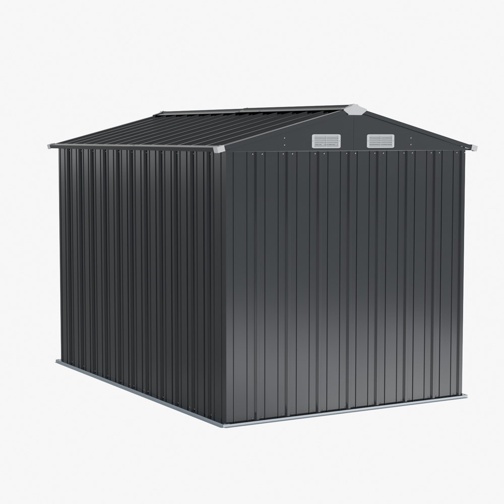 Living and Home 10 x 7ft Black Metal Apex Garden Storage Shed Image 6