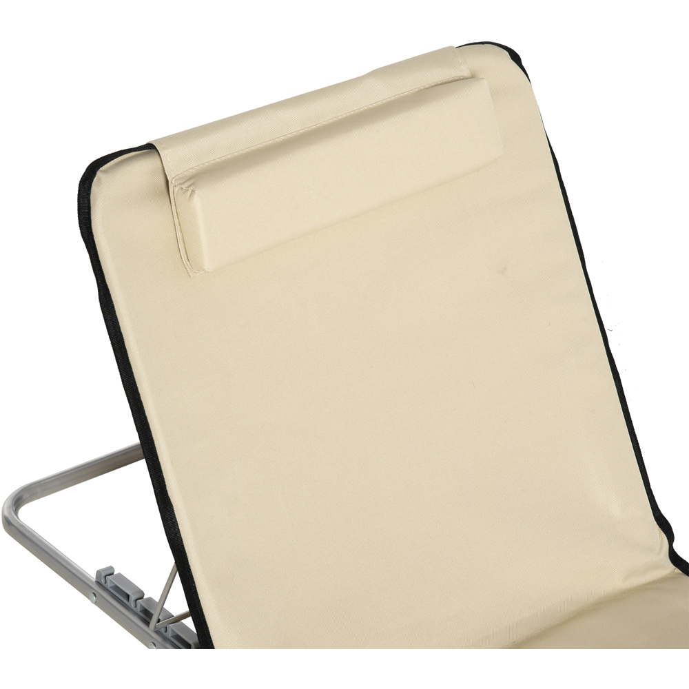 Outsunny Set of 2 Beige Adjustable Folding Sun Lounger Image 4