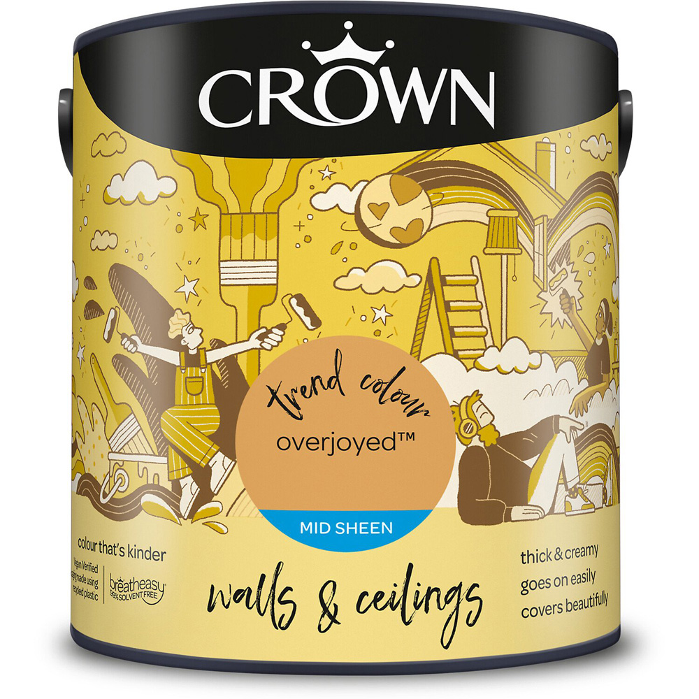 Crown Walls & Ceilings Overjoyed Mid Sheen Emulsion Paint 2.5L Image 2