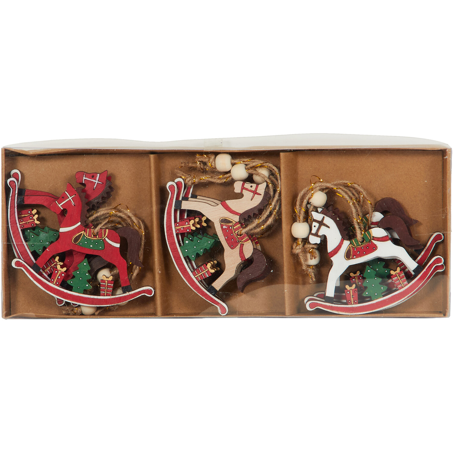 Set of 9 Hanging Rocking Horse Decorations Image 1