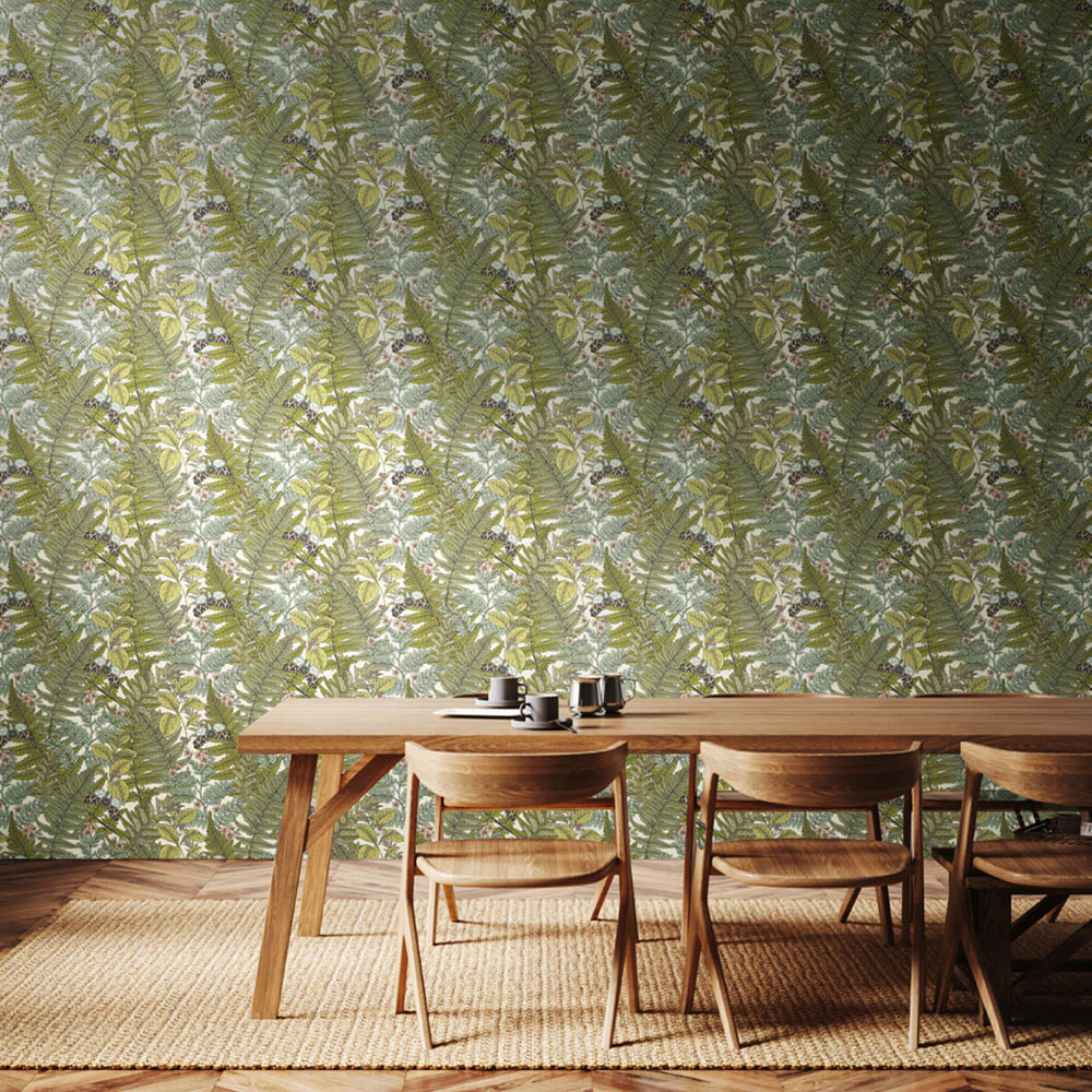 Hoopla Walls Wild Ferns Juniper Non Woven Wallpaper Image 2