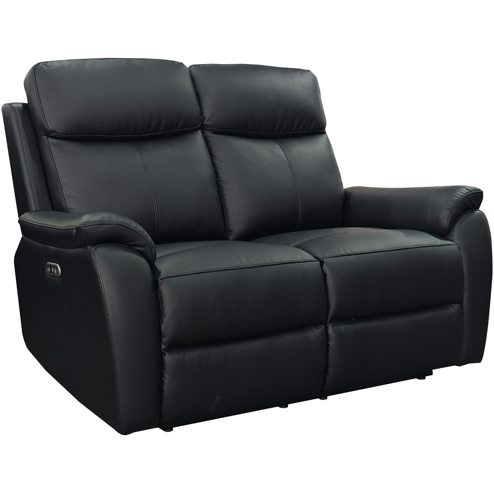 Aspire Kingsmere 2 Seater Black Leather Power Recliner Sofa Image 3