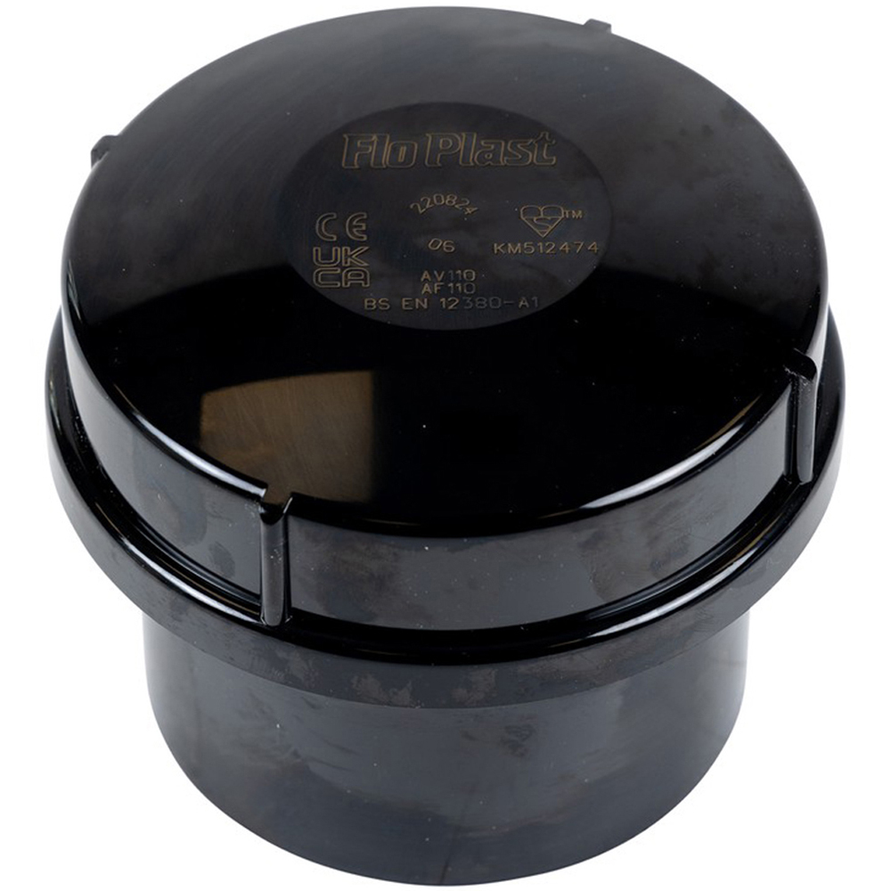 FloPlast Air Admittance Internal Valve Black 110mm Image 1