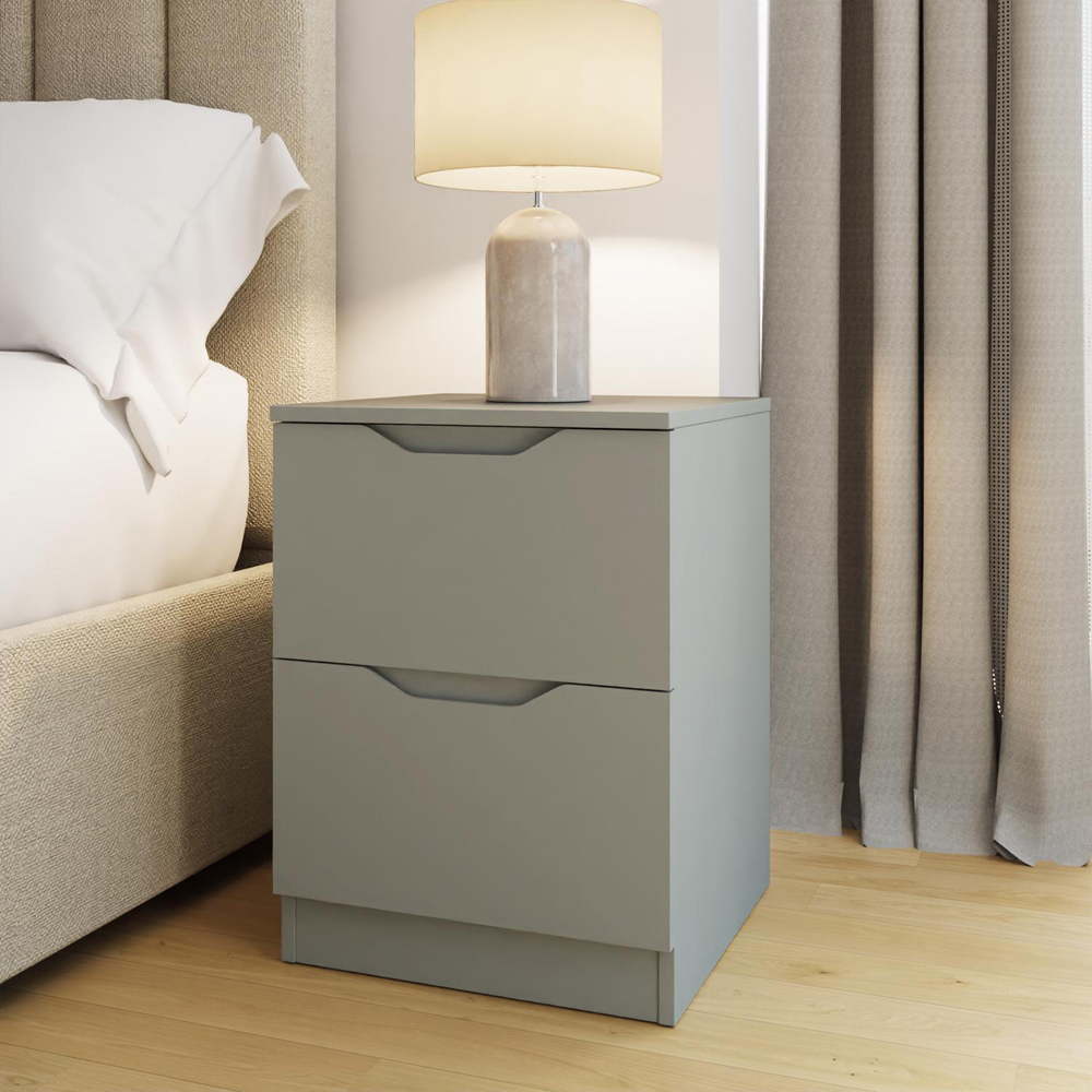 FWStyle Luno 2 Drawer Green Modern Bedside Table Image 6