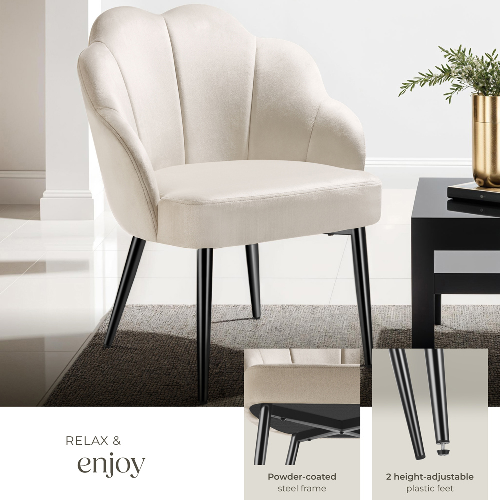 tectake Hellen Cream and Black Velvet Accent Chair Image 3