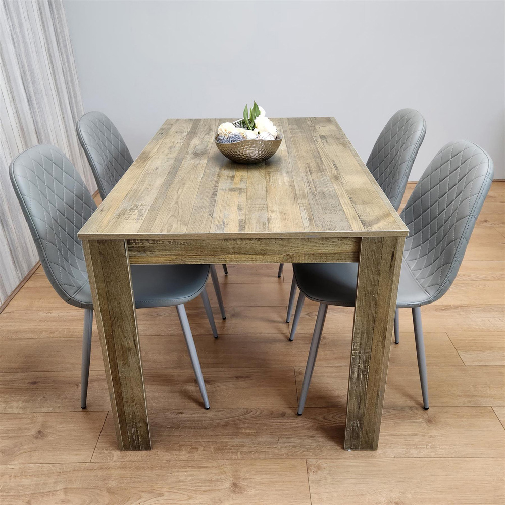 Portland 4 Seater Dining Set Rustic Effect and Grey Gem Image 5
