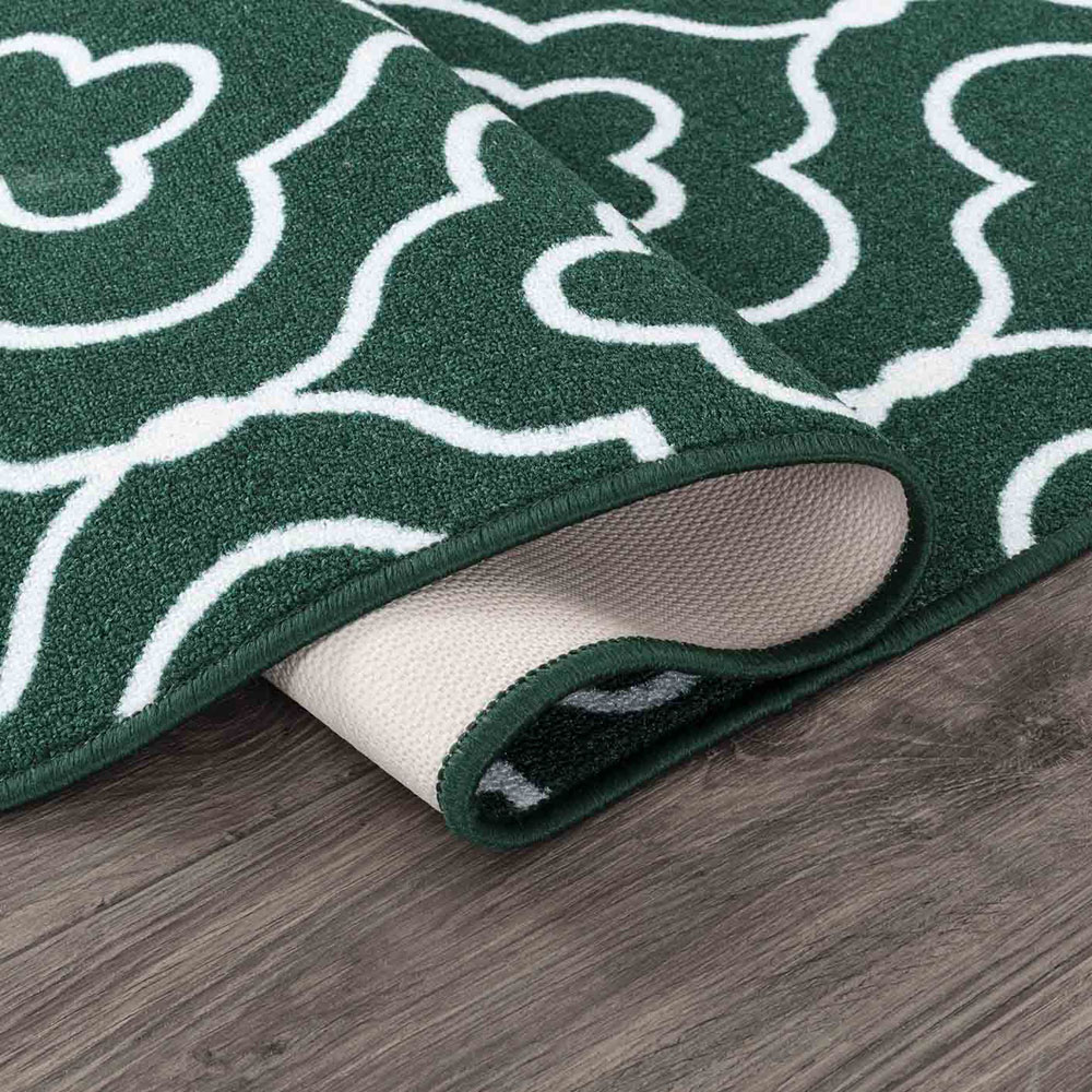 Desire Rugs Havana Emerald Quatrefoil Anti Slip Door Mat 150 x 80cm Image 3