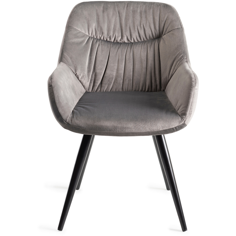 Bentley Designs Dali Set of 2 Grey Velvet Fabric Upholstered Chair Image 3